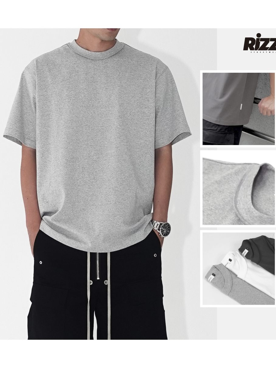 『Rizzy』復古簡約反領設計素色短TEE 美式小領口Clean fit 美式穿搭 crew neck 素踢 厚磅 | 蝦皮購物