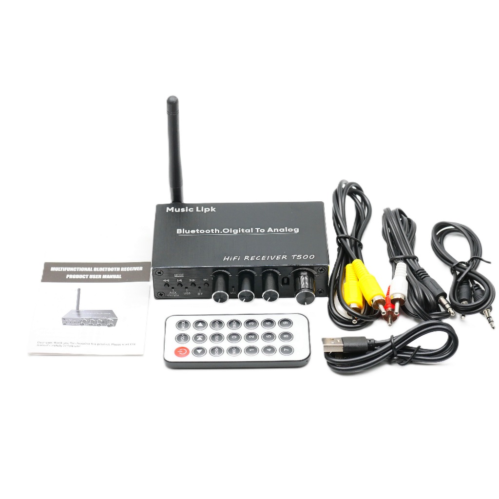最佳CP值 T500 藍芽5.3接收器 RCA+3.5雙出+可調高低音+讀U盤+搖控器 可搭擴大機 | 蝦皮購物