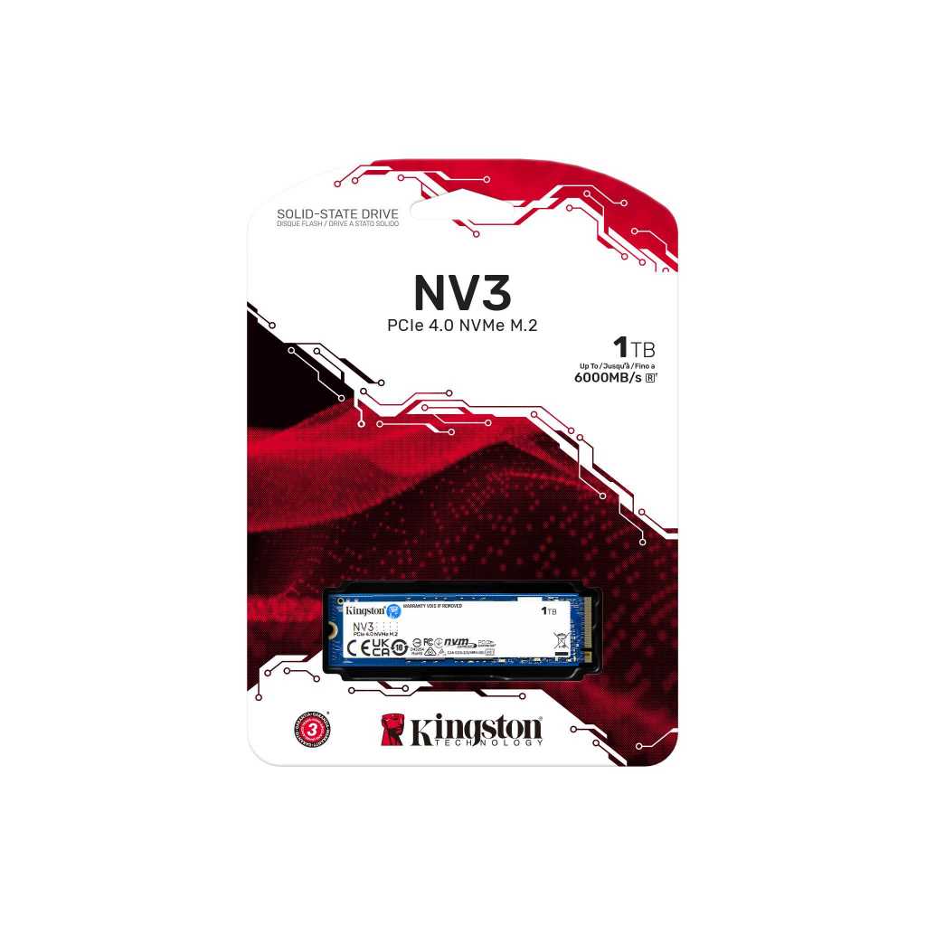 金士頓Kingston NV3 1TB M.2 Gen 4.0 PCIe SSD 固態硬碟(SNV3S/1000G