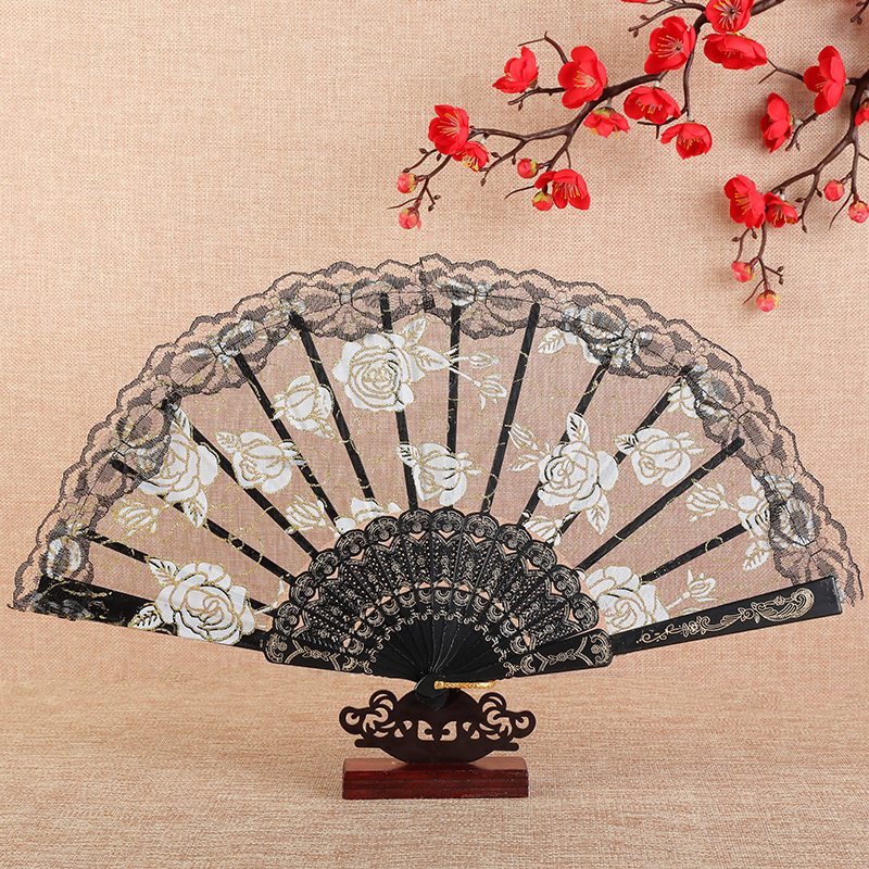 手扇 花扇 折扇 多款 歐式復古 蕾絲花邊 扇子 夏季 蘭花扇 綢布金邊扇 中國傳統舞蹈扇子 中式祥雲紋 復古 | 蝦皮購物