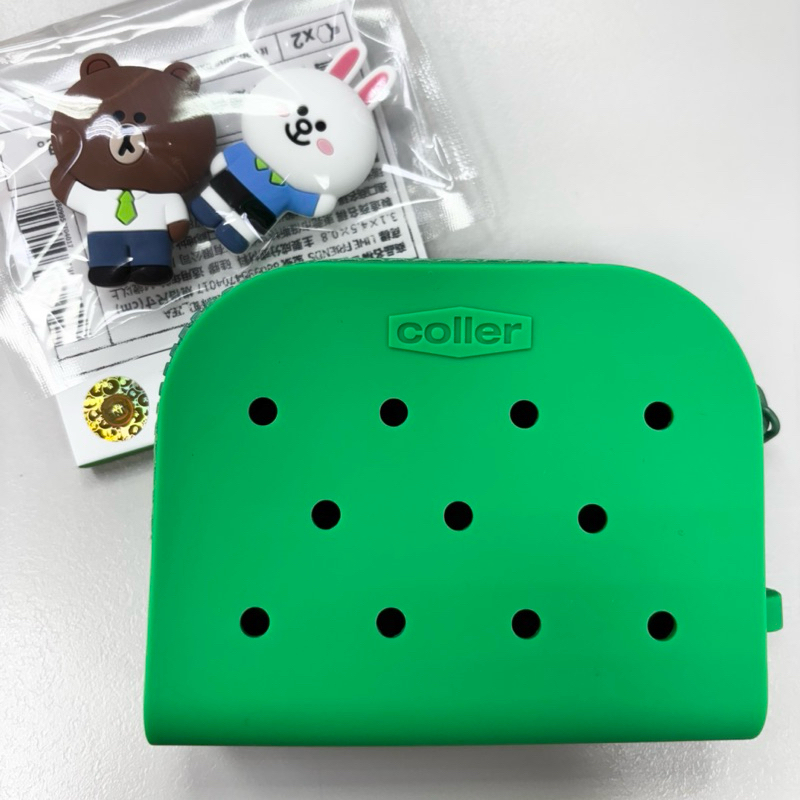Line Friends x coller 零錢包 小收納包 綠 矽膠 熊大 兔兔 全新 現貨 | 蝦皮購物