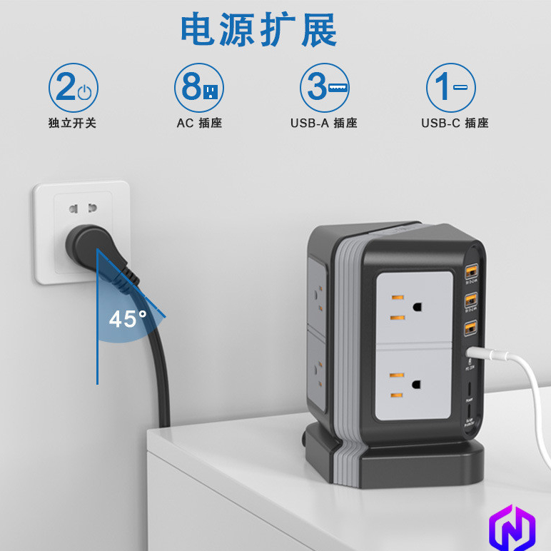 台灣專用pd插座延長線 usb/type-c快充插座 分控開關插座 多孔插座 立式美標电源插座 塔式國際插座 辦公多用途 | 蝦皮購物