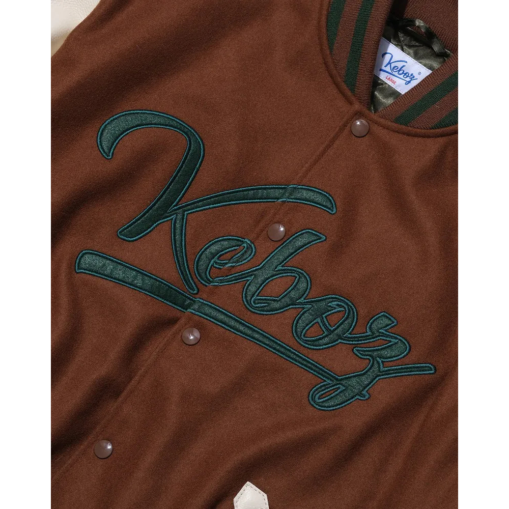 KEBOZ Melton Leather Varsity Jacket | 蝦皮購物