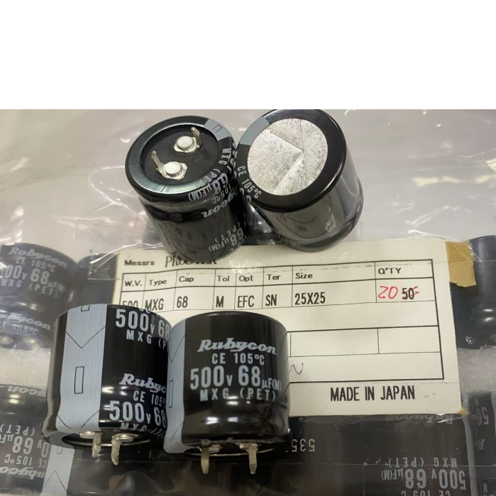 台灣現貨 日本製RUBYCON 68uF/500V 尺寸25X25mm 鋁質電解電容 牛角電容 (SNAP)電容 | 蝦皮購物