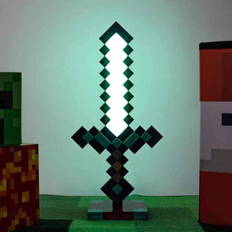 現貨 我的世界 Minecraft 麥塊 鑽石劍 夜燈 氣氛燈 LED 發光劍 可拔插 鑽石劍 | 蝦皮購物
