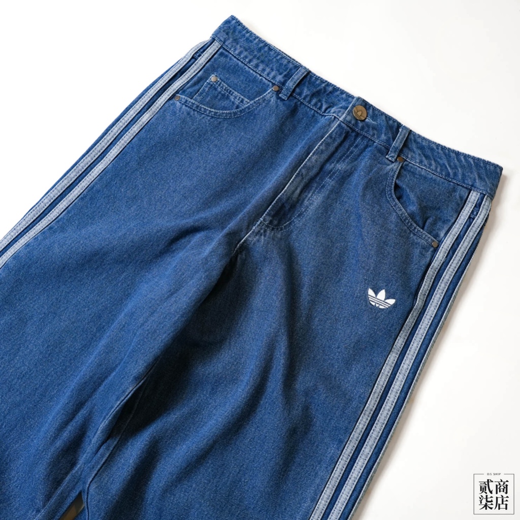 貳柒商店) ADIDAS DENIM 3S PANT 女款藍色三葉草牛仔褲長褲三線