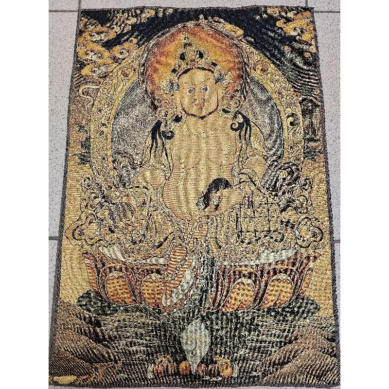 黃財神刺繡唐卡布畫（機械刺繡），結緣價120 | 蝦皮購物