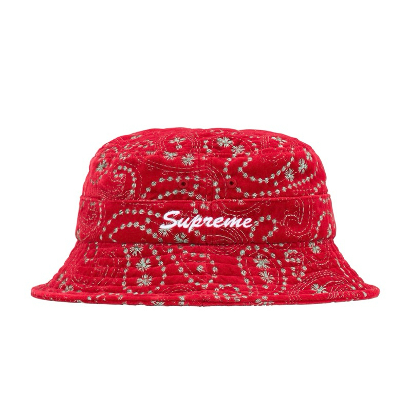 Supreme 23FW Velvet Paisley Boonie 變形蟲絲絨漁夫帽紅色| 蝦皮購物