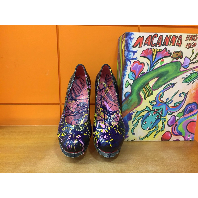 **Macanna**麥坎納專櫃~滴漆手作~全特殊黃牛皮手工製鞋面高跟鞋680030 | 蝦皮購物