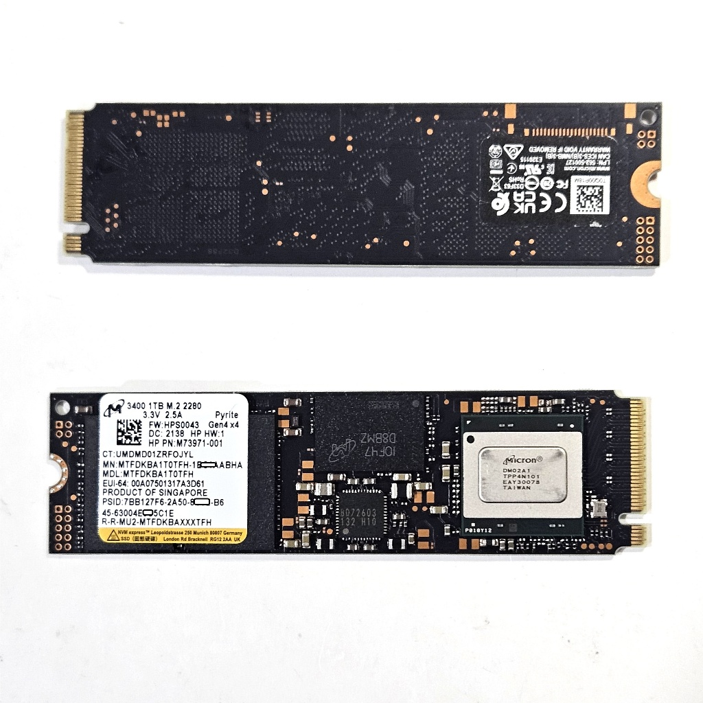 1TB】Micron 美光3400 1TB NVMe PCIe Gen 4x4 SSD 固態硬碟拆機良品