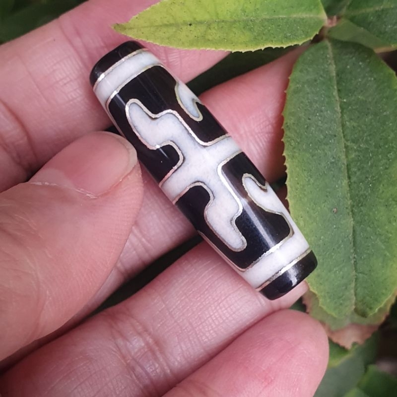 搓銀天珠Zi1203壇城十字六眼。蓮師法器。龜甲星辰六。蓮師法帽