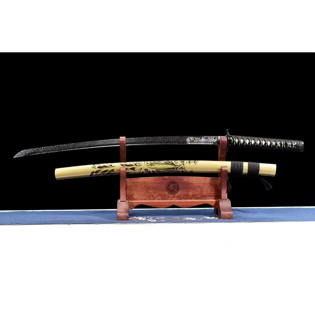 【廠家直銷】中碳鋼發黑武士刀《夜魘》日本刀 肋差 居合刀 Katana 打刀 武士刃 武士刀 協差 日式刀 太刀 未開刃 | 蝦皮購物