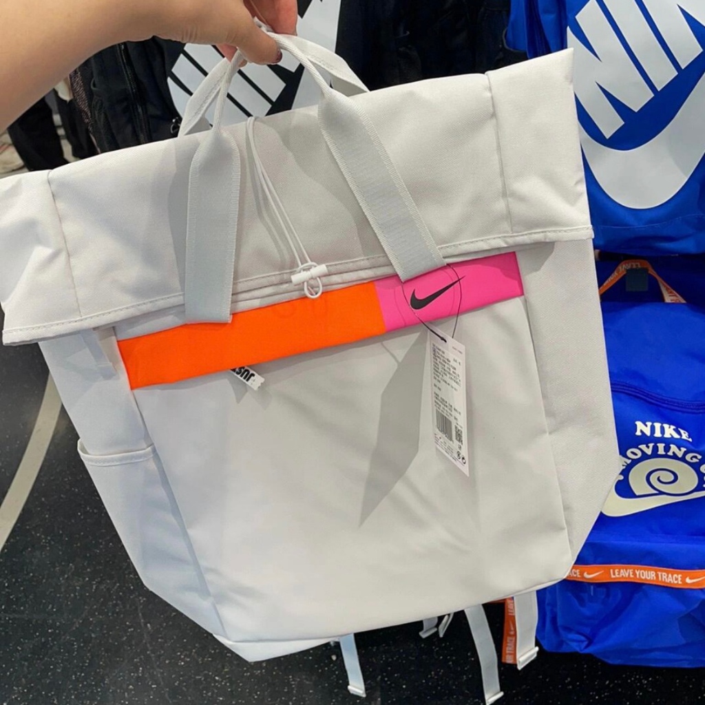 ☆CHIN代購☆ Nike Just do it 骨白粉橘方形後背包大容量DJ5487