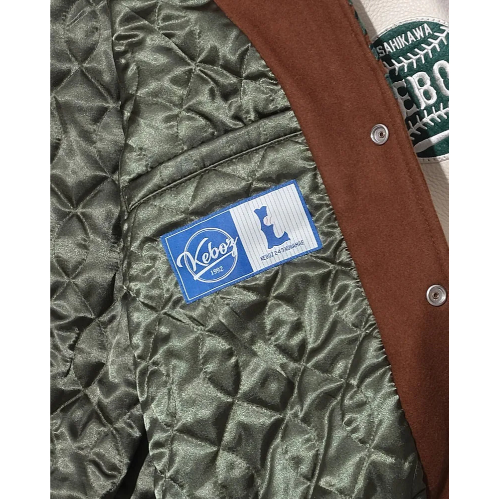 KEBOZ Melton Leather Varsity Jacket | 蝦皮購物