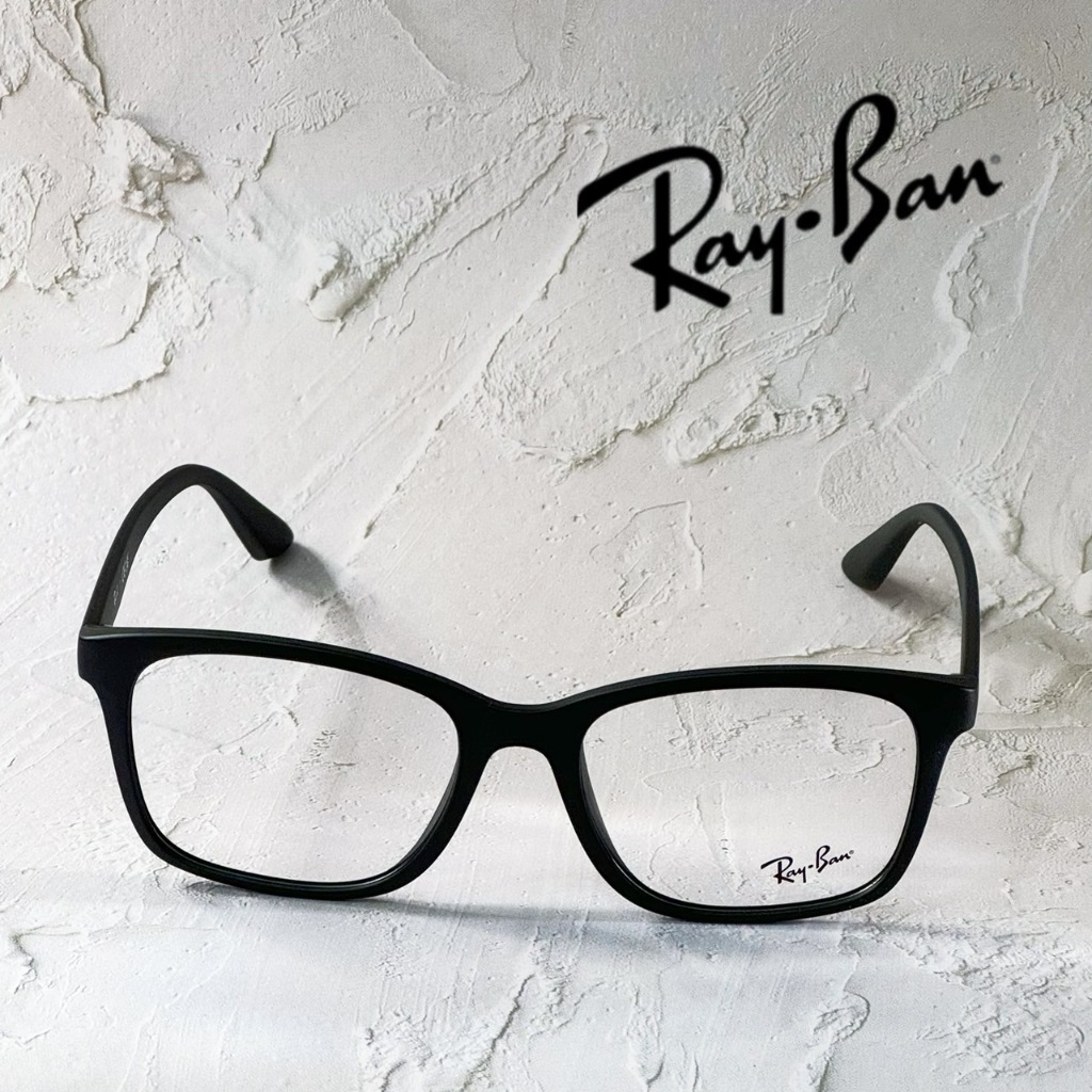 【RAY-BAN雷朋】原廠保固公司貨｜鏡臂滿版logo設計｜方形膠框｜光學眼鏡｜黑框｜RB7059 5196【唯光眼鏡】 | 蝦皮購物