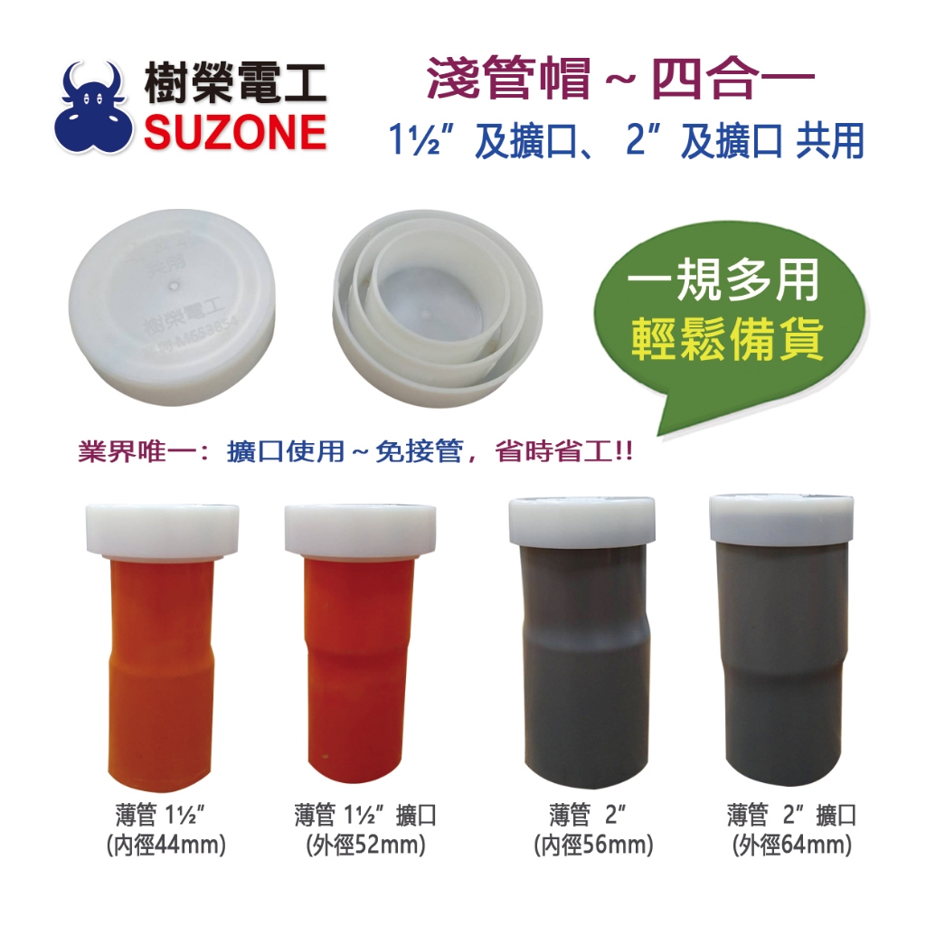 🔥現貨/多件享優惠【樹榮電工SUZONE】淺管帽(四合一)/PVC管蓋/塑膠管蓋/塑膠管帽/帽蓋(超取最多200個) | 蝦皮購物