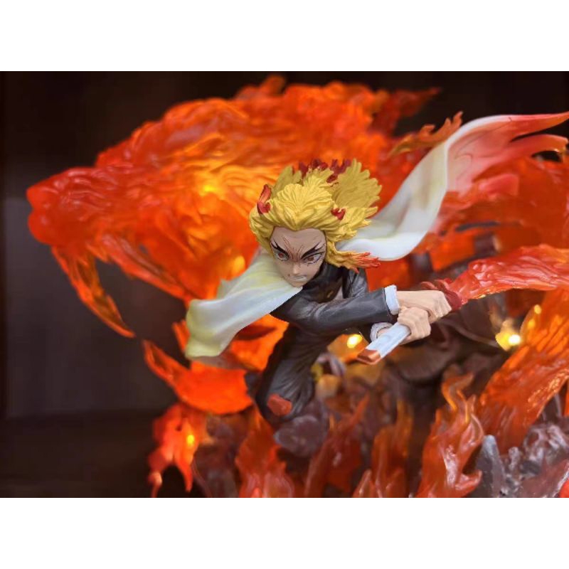鬼滅之刃炎柱煉獄杏壽郎雙頭雕可發光GK | 蝦皮購物