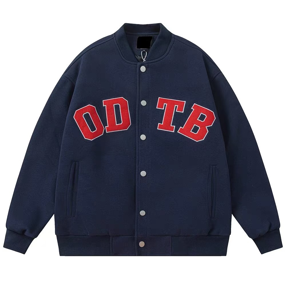 【K-2】ODTB 刺繡 立體絨布 內刷毛 棒球外套 排扣外套 穿搭 夾克 運動 寬鬆 情侶【H3502】 | 蝦皮購物