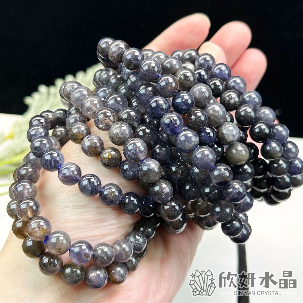 欣小妞】堇青石水晶菫青石3A級堇青石手珠菫青石手珠堇青石手鍊星光堇青