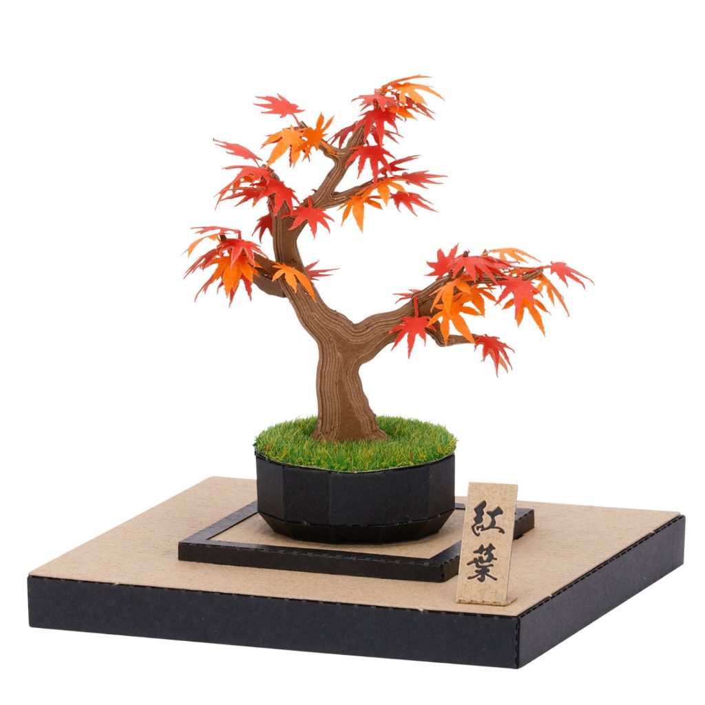 日本Kawada 紙拼圖Paper Nano 360 盆栽櫻花松紅葉楓葉聖誕樹展示盒