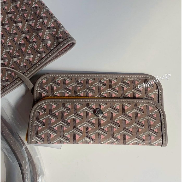 GOYARD 戈雅170周年限定灰粉Saint Louis PM bag 肩背手提拉鍊托特包 