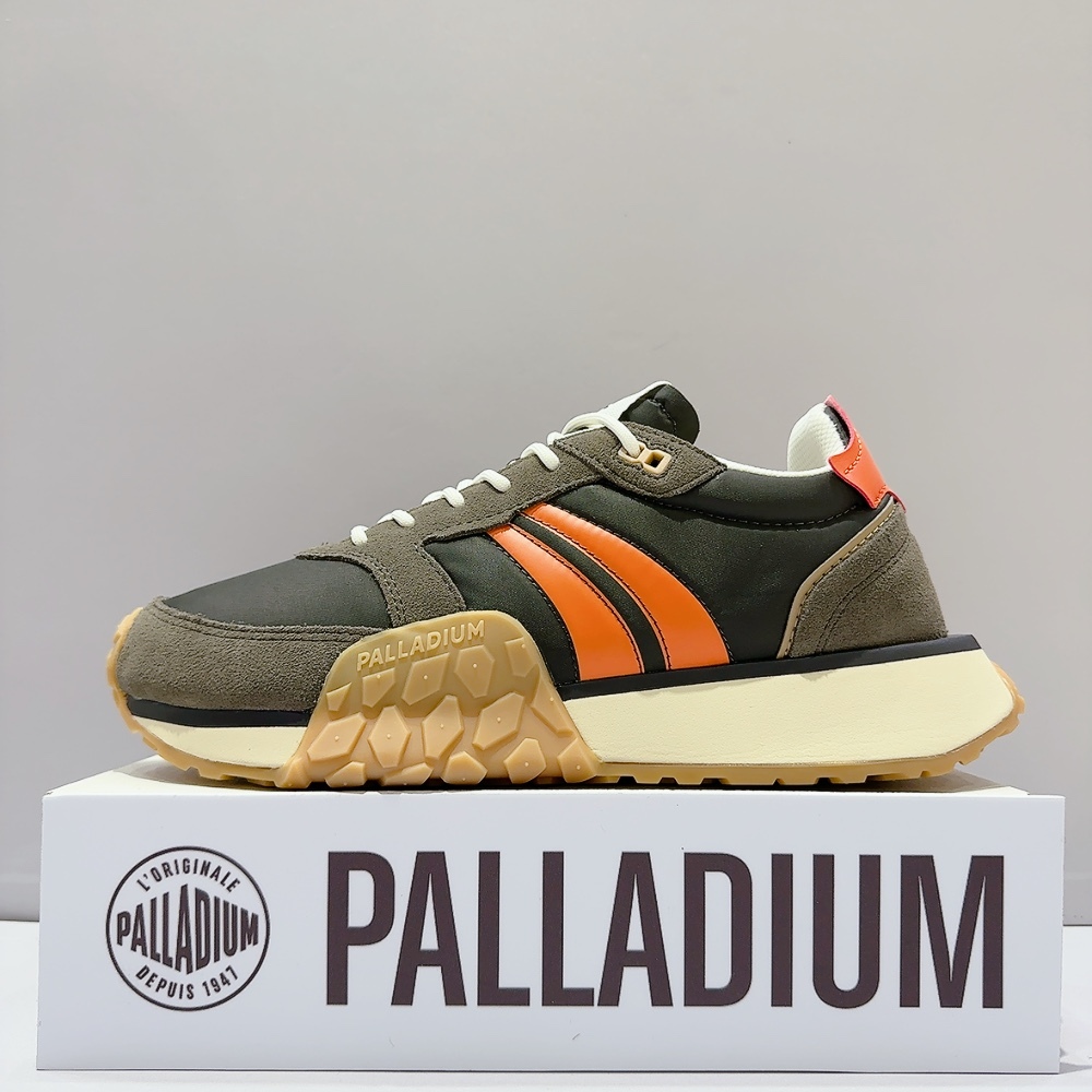 鹿頭 PALLADIUM TROOP RUNNER FLAME 男生灰綠橘復古軍種潮鞋運動休閒鞋74487