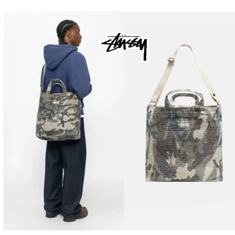 STUSSY NEEDLE PUNCH CROSSBODY BAG 手提袋托特包側背包迷彩潮流滑板