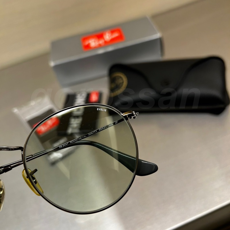 RAY BAN 雷朋 全日配戴 EVOLVE變色 圓框 太陽眼鏡 RB3447 004/T1 53mm 鐵灰框 木村拓哉