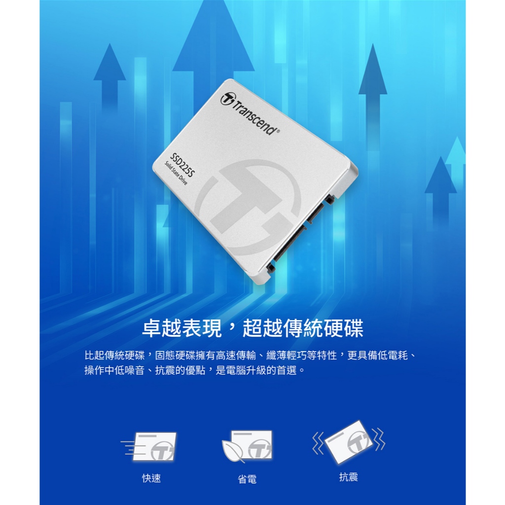 Transcend 創見SSD225S 2.5吋SATA III SSD 固態硬碟500GB 1TB 2TB 內接