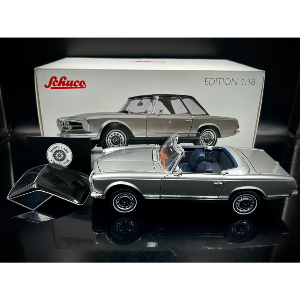 MERCEDES 280 SL PAGODE W113 HARDTOP SILVER INTERIOR BLUE SCHUCO 450037300 1:18