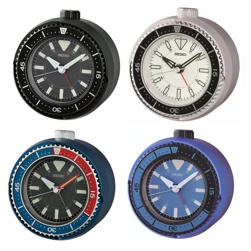 SEIKO CLOCK 精工新款水鬼鉅齒外框鮪魚罐造型貪睡滑動式秒針靜音鬧鐘