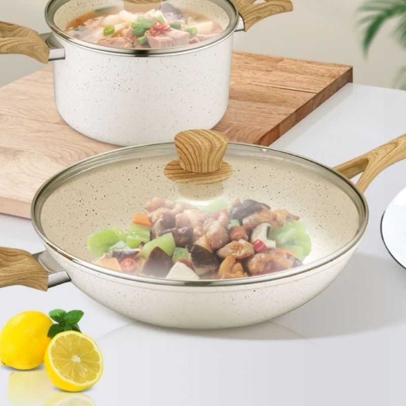 二手精品/ASD 愛仕達 奶茶系列不沾2件式炒鍋32cm-PL04C3TW | 蝦皮購物
