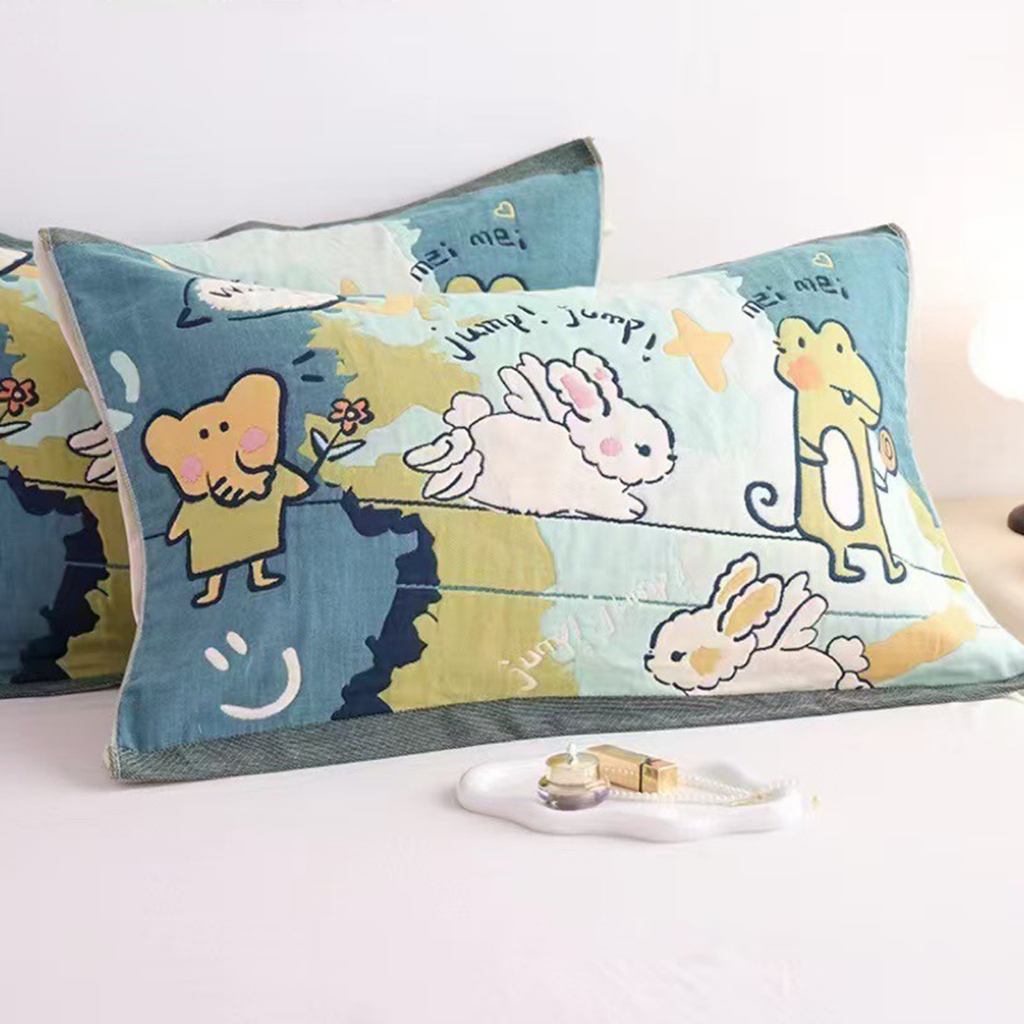 Product image 現貨 V SIX 薇瑟思【 100%純棉 紗布美學緹花枕巾 】52 x 78 cm | 多款花色任選 兔兔運動會