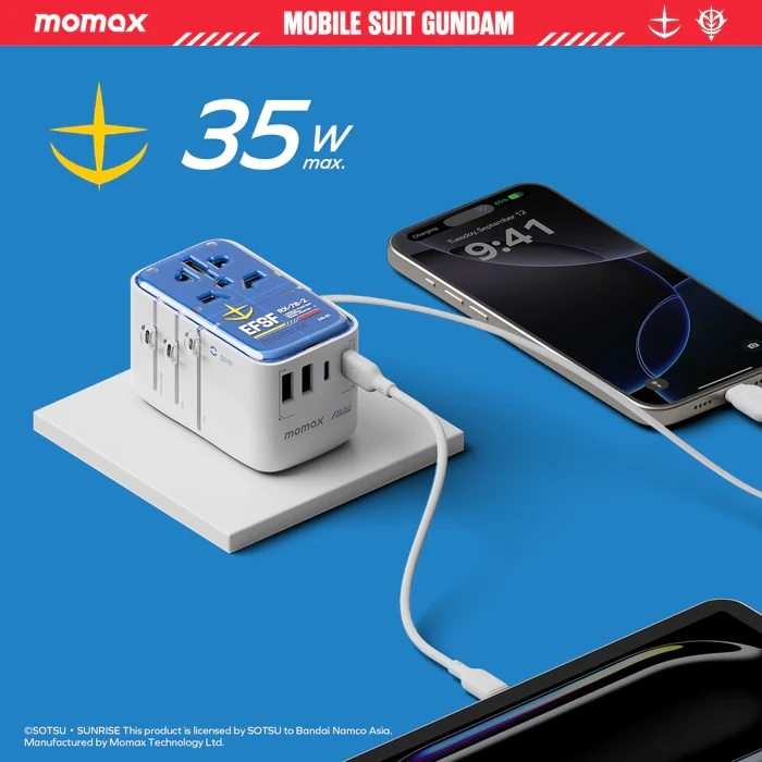 Momax] 1-World+ Flow 35W 伸缩充電線旅行插座(70厘米) - 機動戰士鋼彈