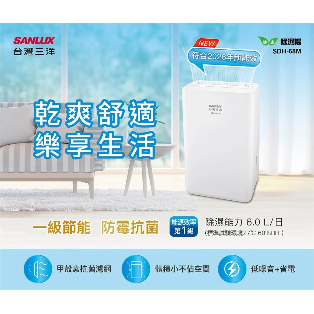 經典實用與極致節能的親民防潮之選：SANLUX 台灣三洋 6 公升一級能效除濕機 SDH-68M 深度評測