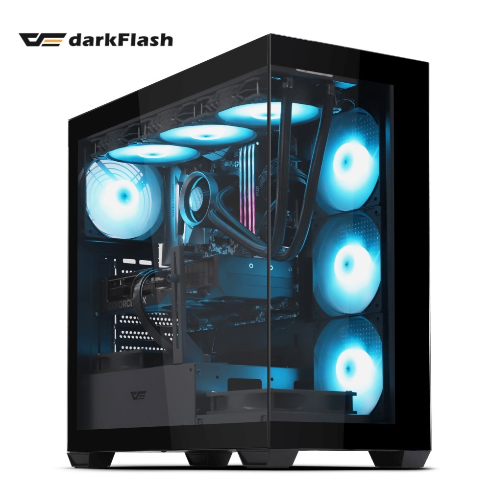 darkFlash 大飛 DS900 ATX電腦機殼-黑色(內建12公分ARGB*4 /TYPE-C/顯卡支架) | 蝦皮購物