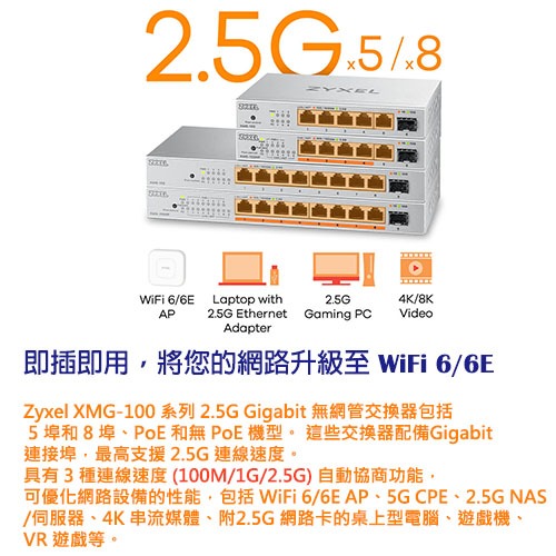 【全新,含稅可開統編】Zyxel 全勤 XMG-105 5 埠 2.5G Multi-Gig 無網管交換器 | 蝦皮購物