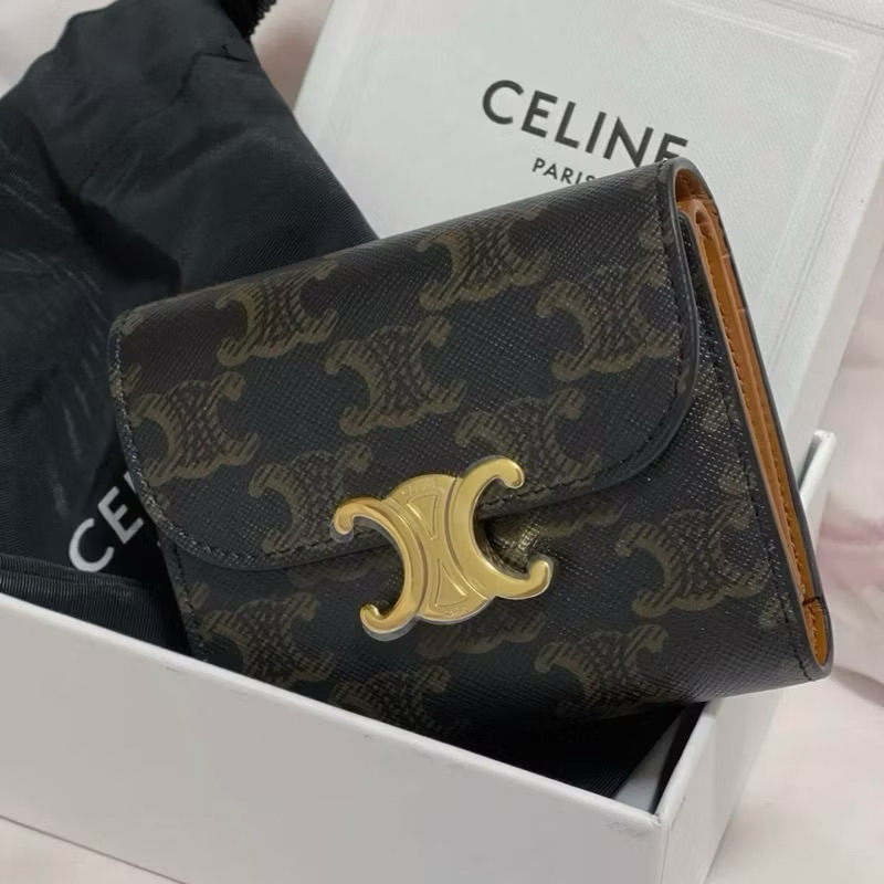 CELINE TRIOMPHE凱旋門金扣短夾 | 蝦皮購物