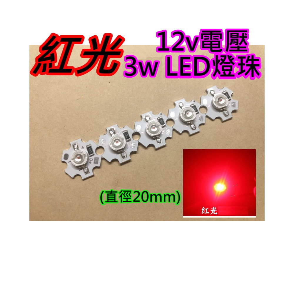 12V 3W 紅光LED燈板 大功率燈珠【沛紜小鋪】LED光源 USB燈板 公仔模型燈 展示櫃燈裝飾燈LED燈片 | 蝦皮購物