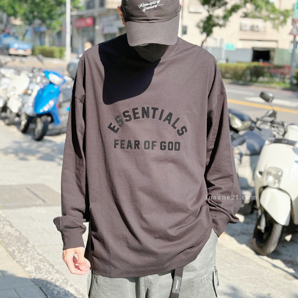 ESSENTIALS x FEAR OF GOD 聯名 全黑 小高領 長袖 薄上衣 貼布字【彼得潘】 | 蝦皮購物