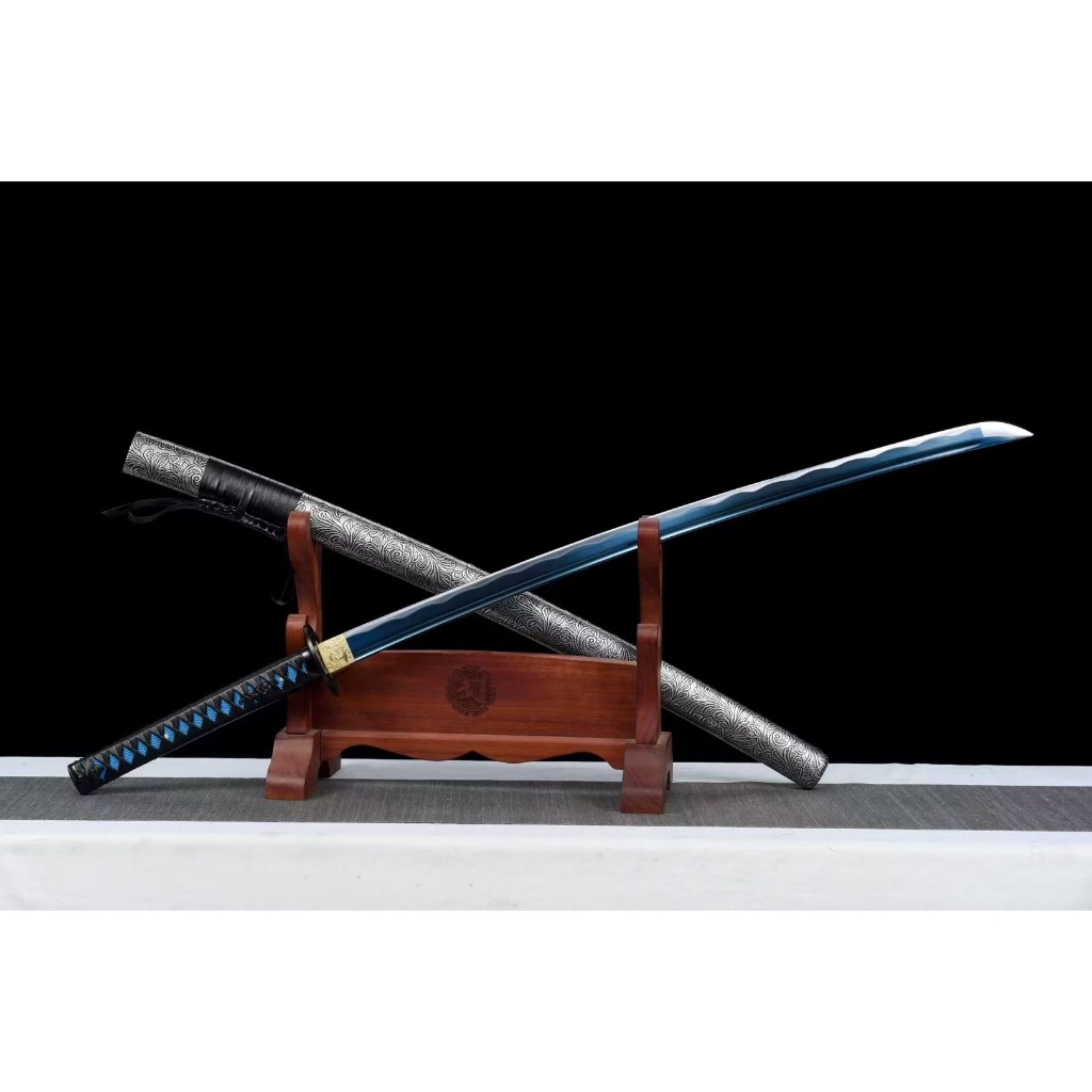 【千羽】龍泉刀劍 雲海武士刀 日本刀 碳鋼烤藍一體龍骨鍛造太刀 小武士刃 居合打刀 日式指揮刀 收藏擺件 未開刃 | 蝦皮購物