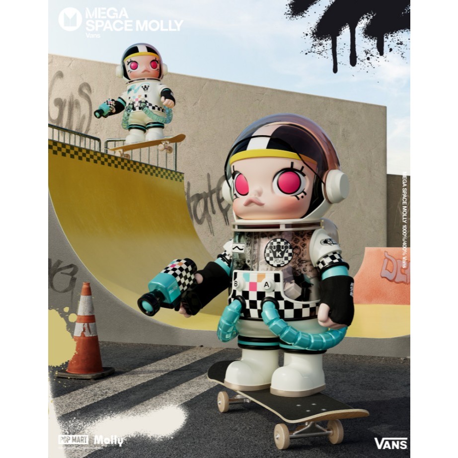 POP MART 泡泡瑪特MEGA SPACE VANS X MOLLY 400% 1000% 聯名公仔玩具