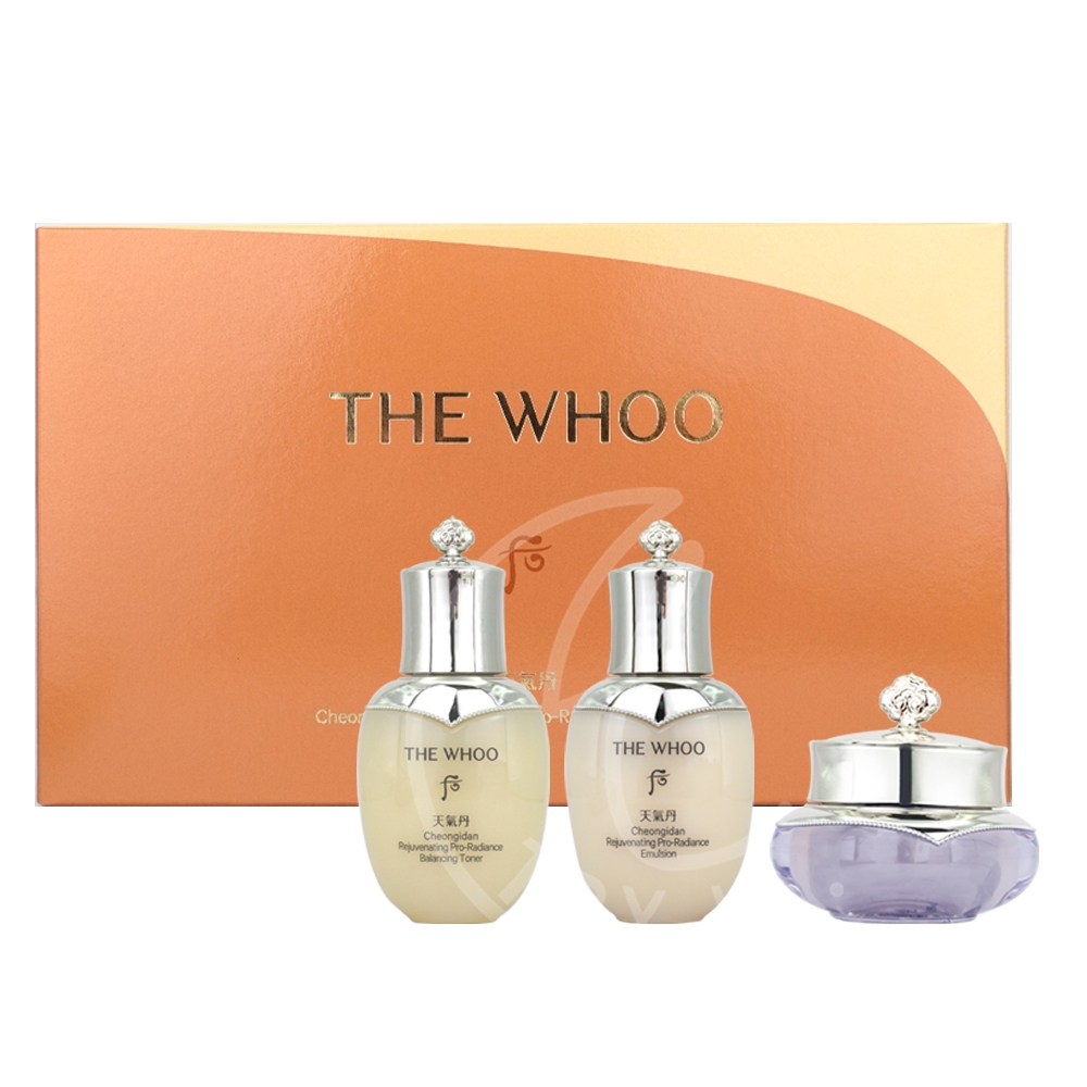 WHOO后天氣丹PRO光耀美肌3件組新版[重生水(25ml)+重生乳+重生霜(10ml