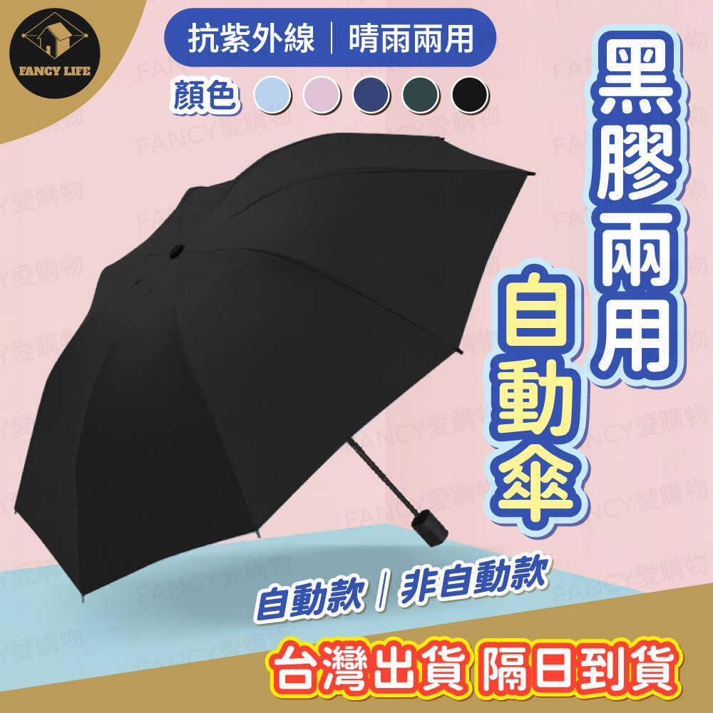 蝦皮隔日到貨【台灣現貨免運 黑膠兩用自動傘】遮陽傘 黑膠傘 全自動晴雨傘 黑膠雨傘 陽傘 口袋傘 輕巧傘 防曬傘 雨傘