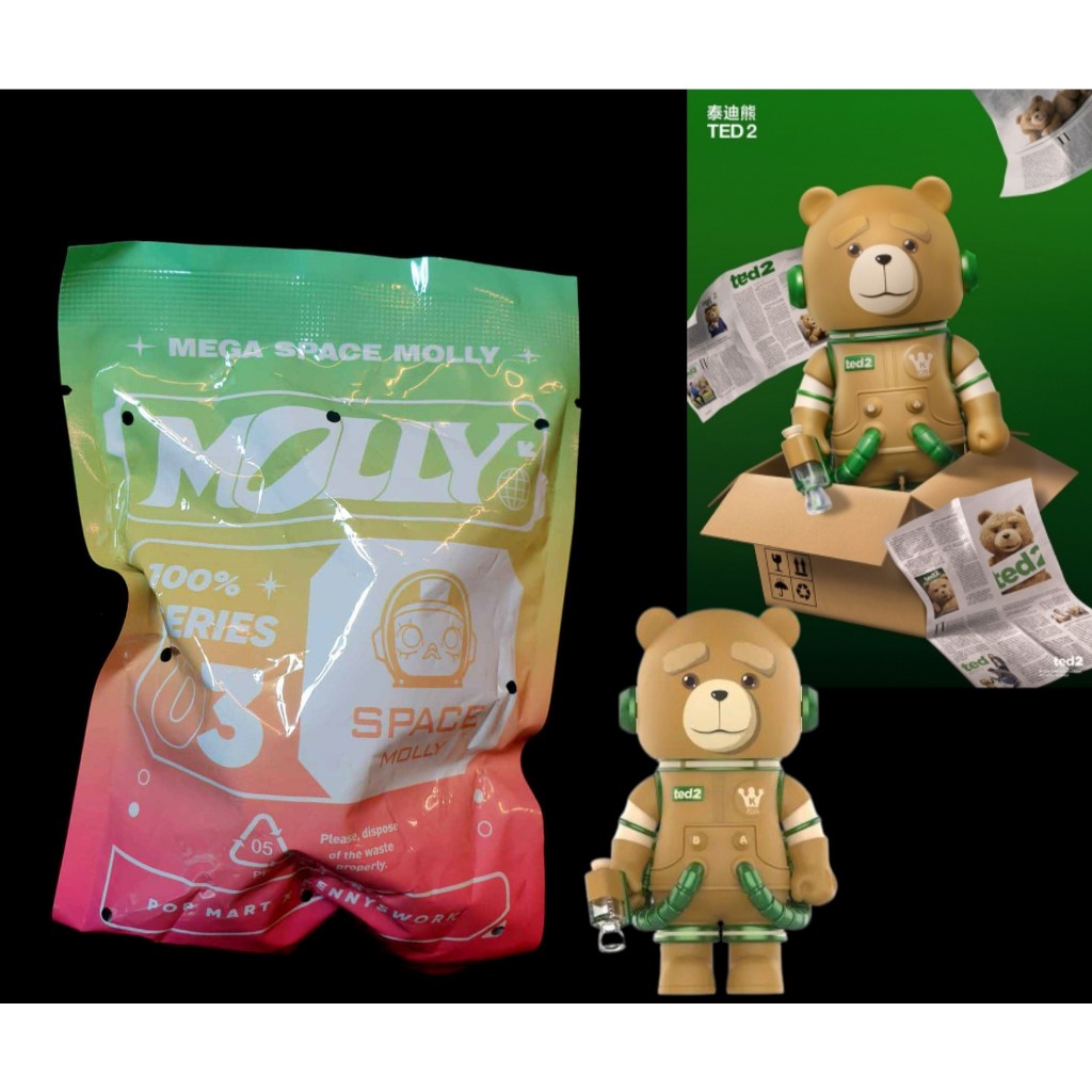 BOX-C ： TED 泰迪熊 MEGA SPACE MOLLY 100% 三代 泡泡瑪特 POP MART 富貴玩具店 | 蝦皮購物
