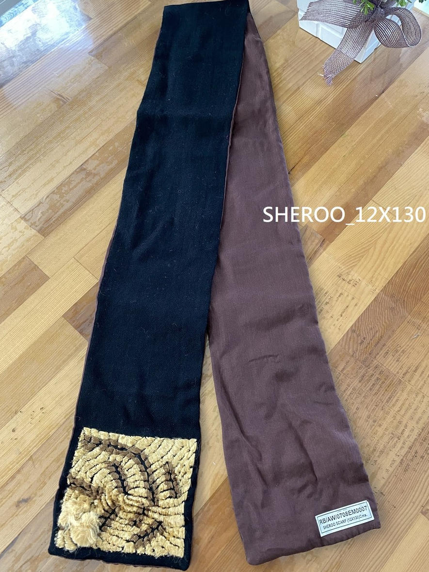 R&B 圍巾 披肩 桌巾 黑色 咖色 雙邊 刺繡 SHEROO 【展示樣】 | 蝦皮購物