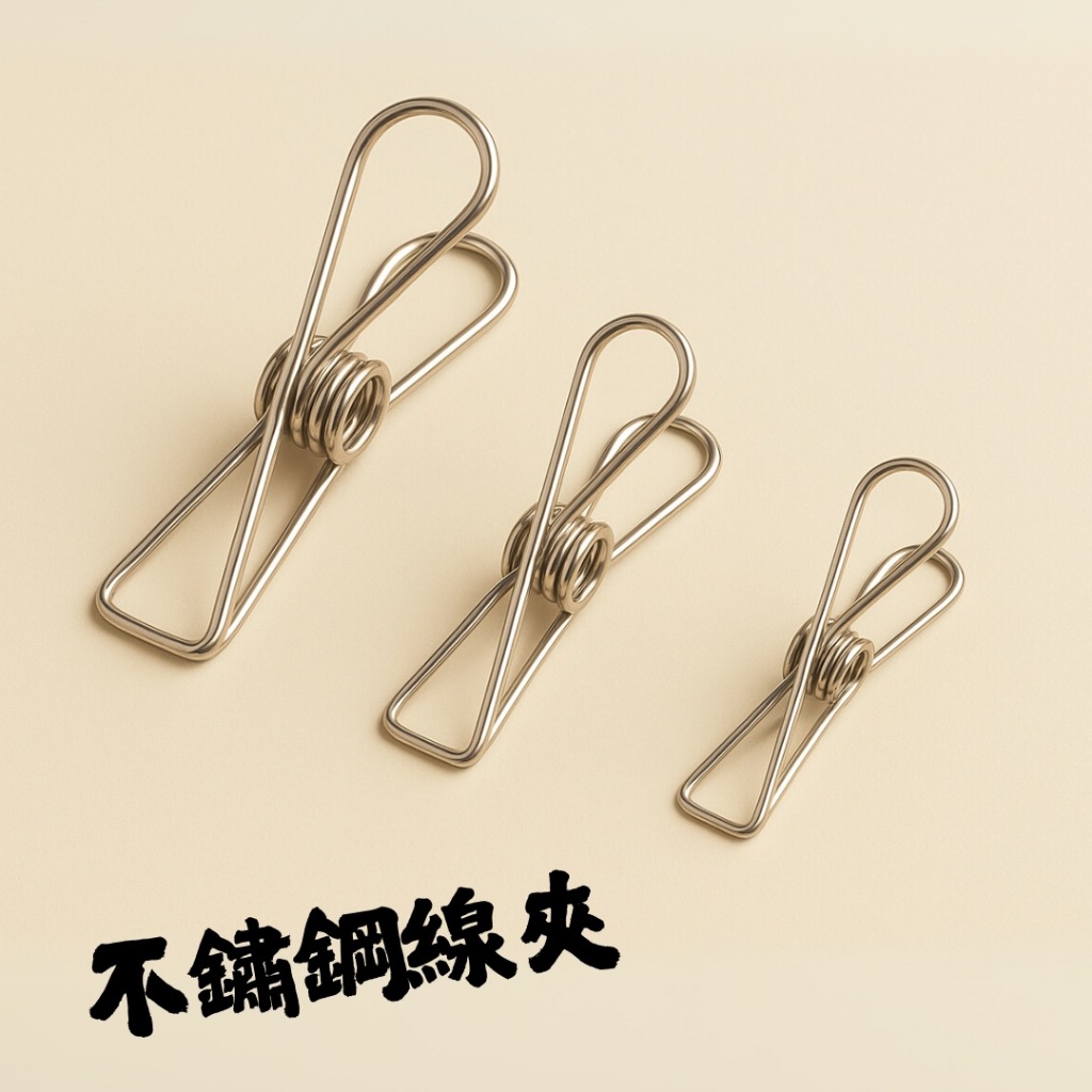 不鏽鋼線夾【現貨｜附發票】不鏽鋼衣夾 曬衣夾 晾衣夾 彈力夾 彈簧夾 實心 襪夾 防風夾 萬用夾【爆倉生活百貨】ⅢⅢⅢ | 蝦皮購物