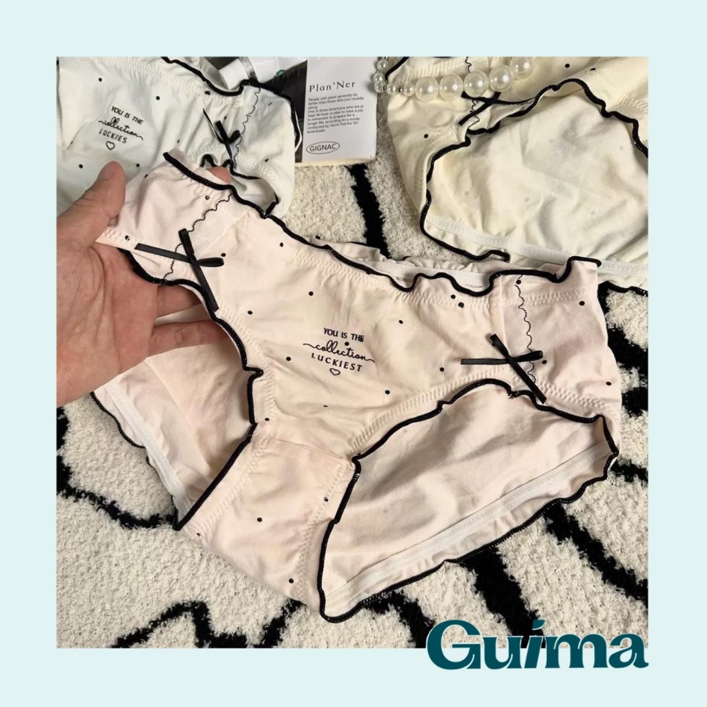 【Guima｜現貨】日系荷葉邊 圓點內褲 可愛內褲 低腰內褲 | 蝦皮購物