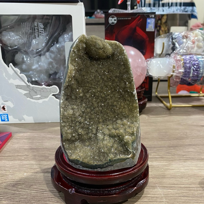 天然原礦綠色異象水晶鎮附轉盤底座1264g | 蝦皮購物