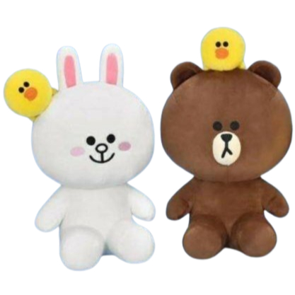 正版 LINE FRIENDS 12吋 娃娃 兔兔 熊大 玩偶 填充玩具 | 蝦皮購物